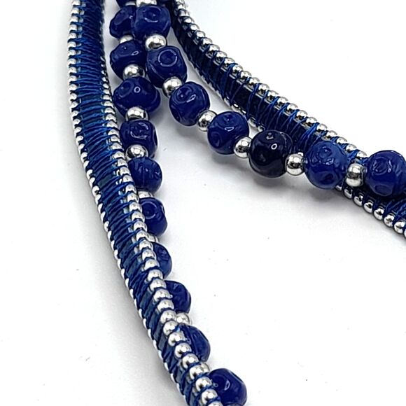 Chico's Faux Turquoise Chip Huge 4" Lucite Pendant Beaded Necklace 33" - Picture 7 of 11